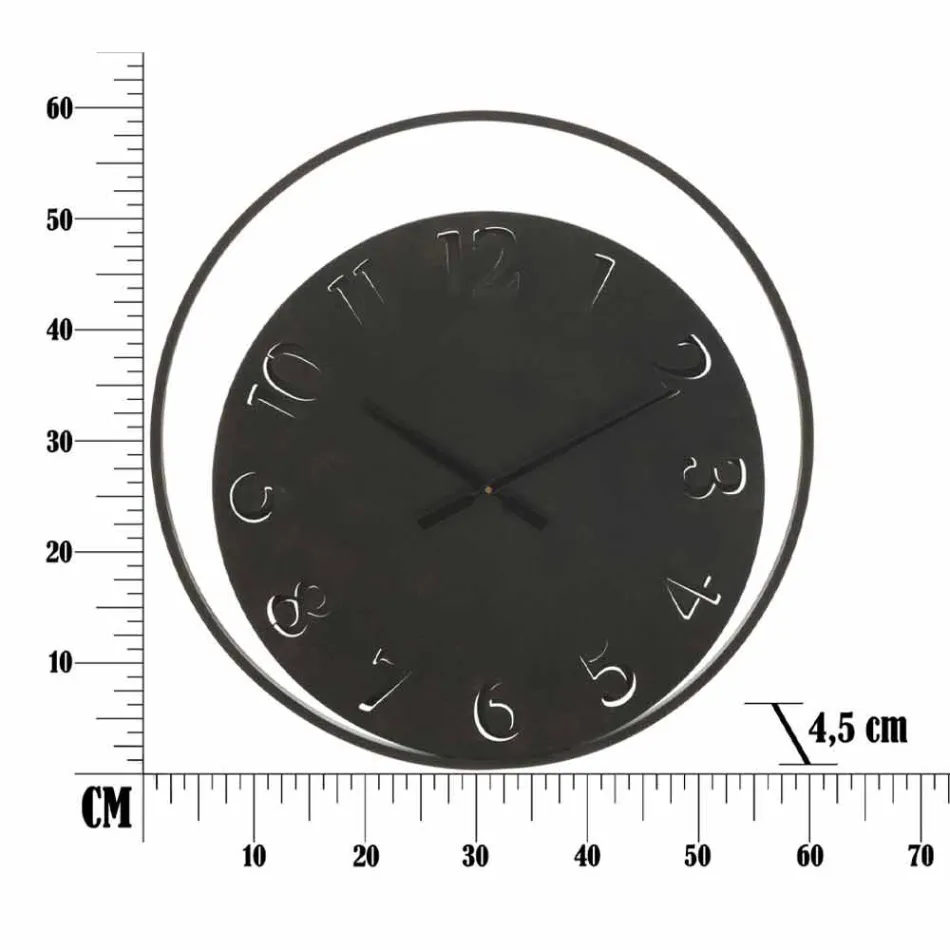 Round Wall Clock Diameter 60 cm Modern Iron - Beatrix Viadurini