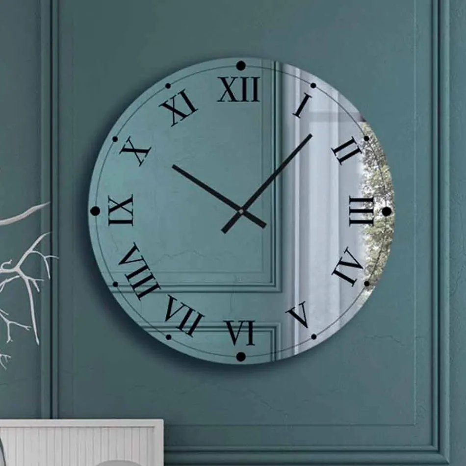 Round Wall Clock in Mirrored Crystal Made in Italy - Gear Viadurini