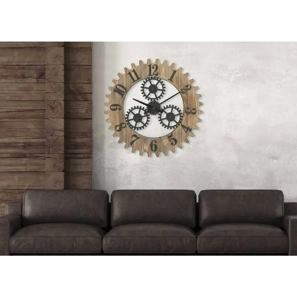 Modern Design Round Wall Clock in Iron and MDF - Gitta Viadurini