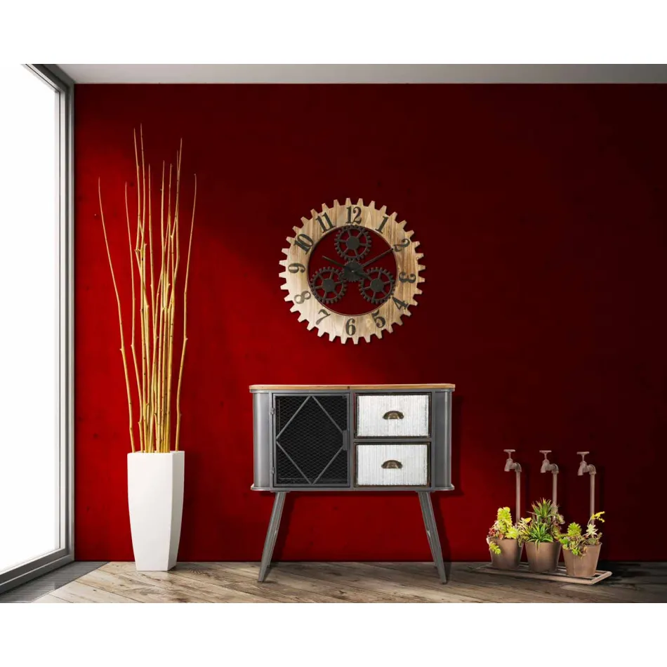 Modern Design Round Wall Clock in Iron and MDF - Gitta Viadurini