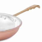 Round Pan in Tinned Copper by Hand with Handle and Lid 36 cm - Gianluigi Viadurini