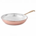 Round Pan in Tinned Copper by Hand with Handle and Lid 40 cm - Gianluigi