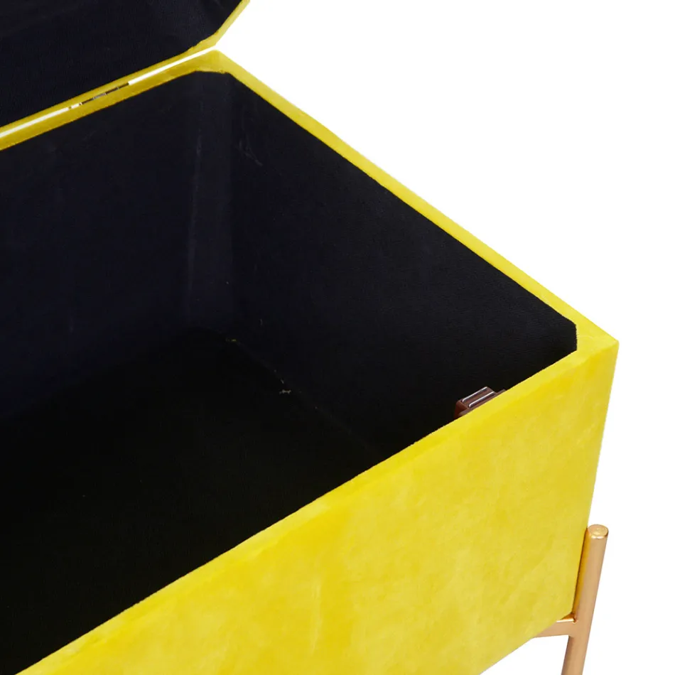 Bench with Container in Metal and Velvet of Different Finishes - Faro Viadurini
