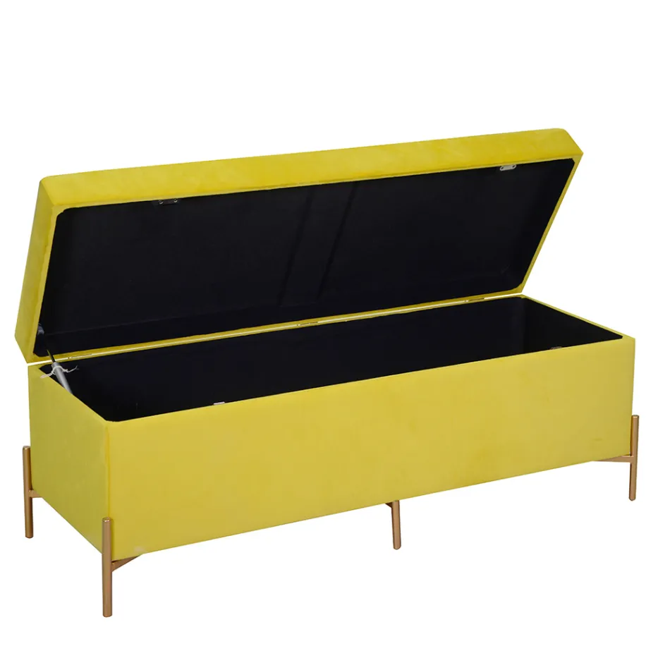 Bench with Container in Metal and Velvet of Different Finishes - Faro Viadurini