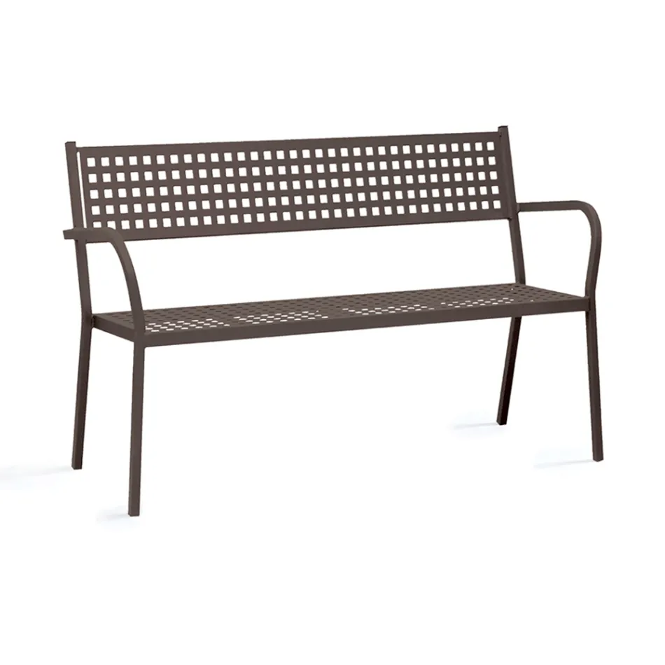 Stackable Outdoor Bench with Steel Armrest Made in Italy - Aberdeen Viadurini