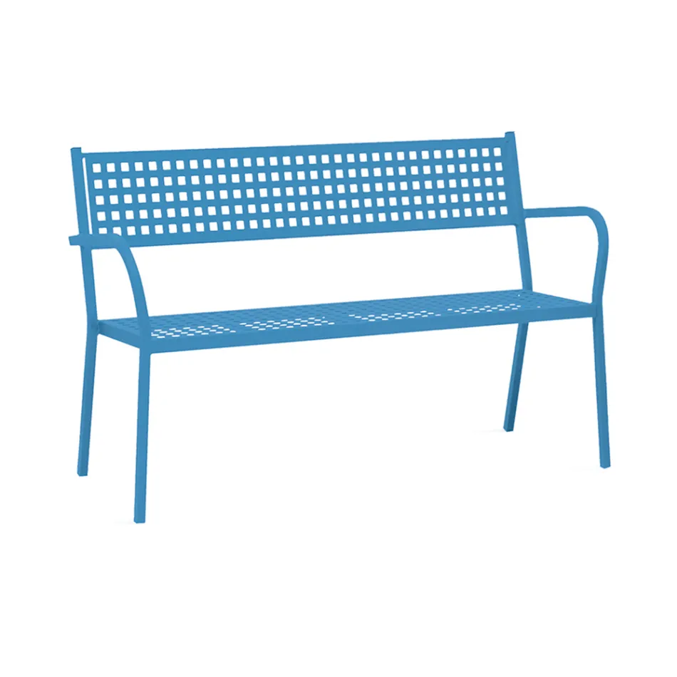 Stackable Outdoor Bench with Steel Armrest Made in Italy - Aberdeen Viadurini