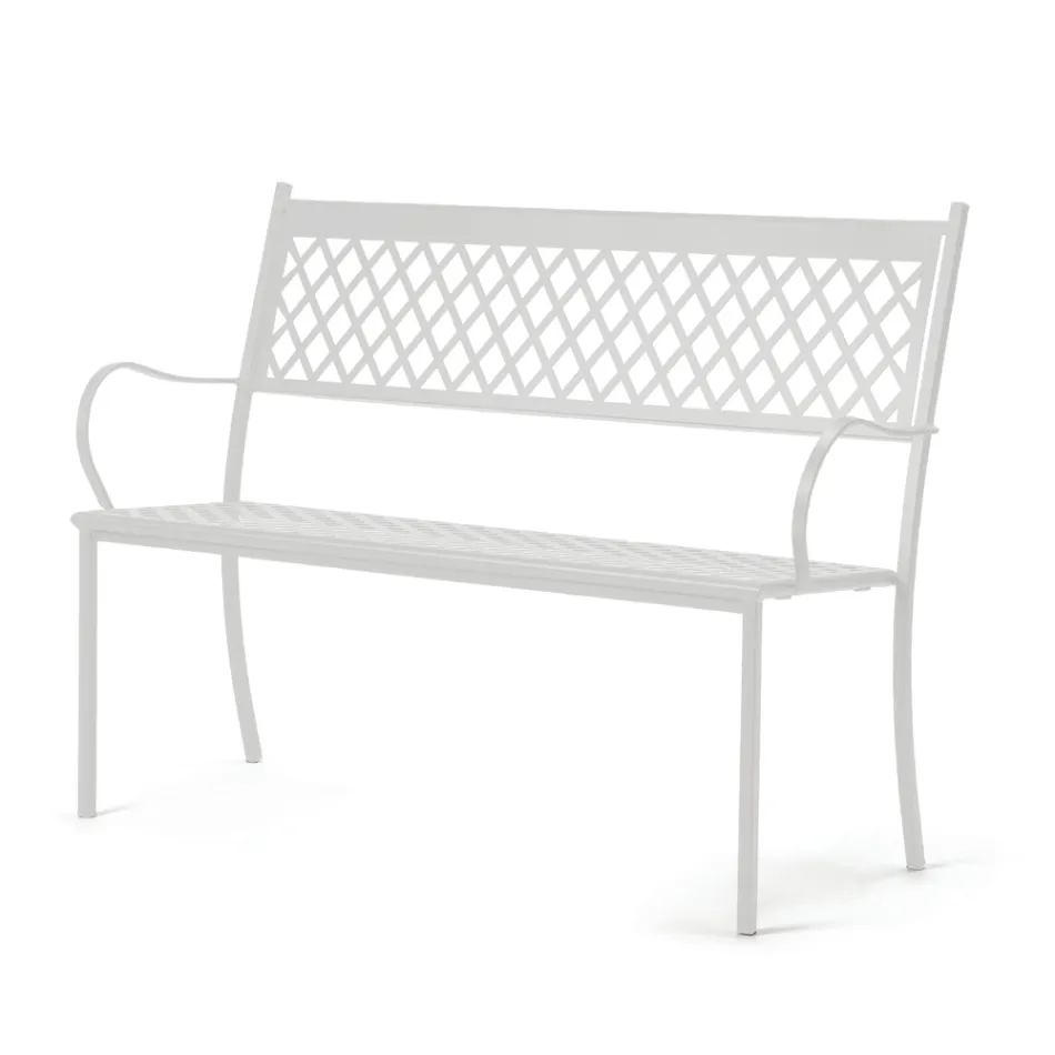 Stackable Outdoor Bench in Galvanized Steel Made in Italy - Celia Viadurini