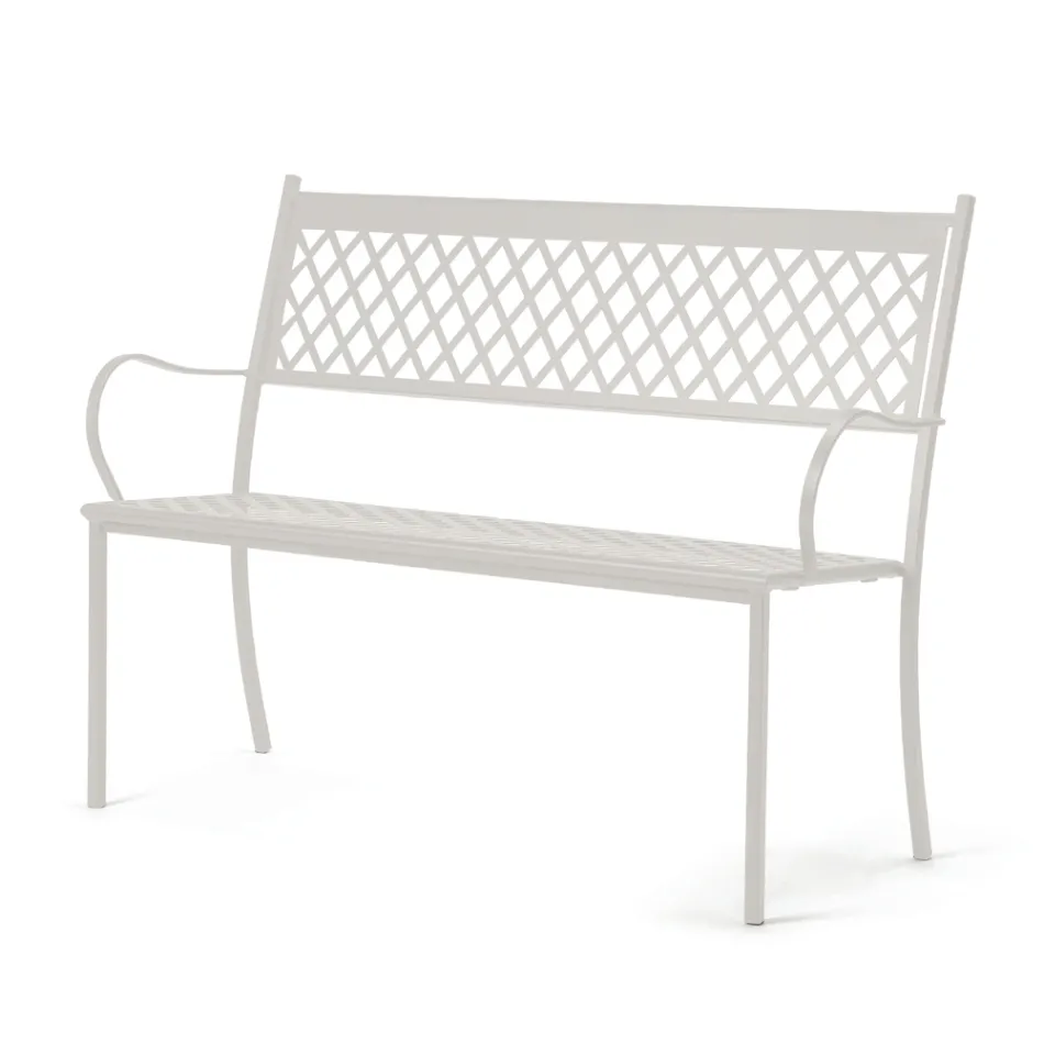Stackable Outdoor Bench in Galvanized Steel Made in Italy - Celia Viadurini