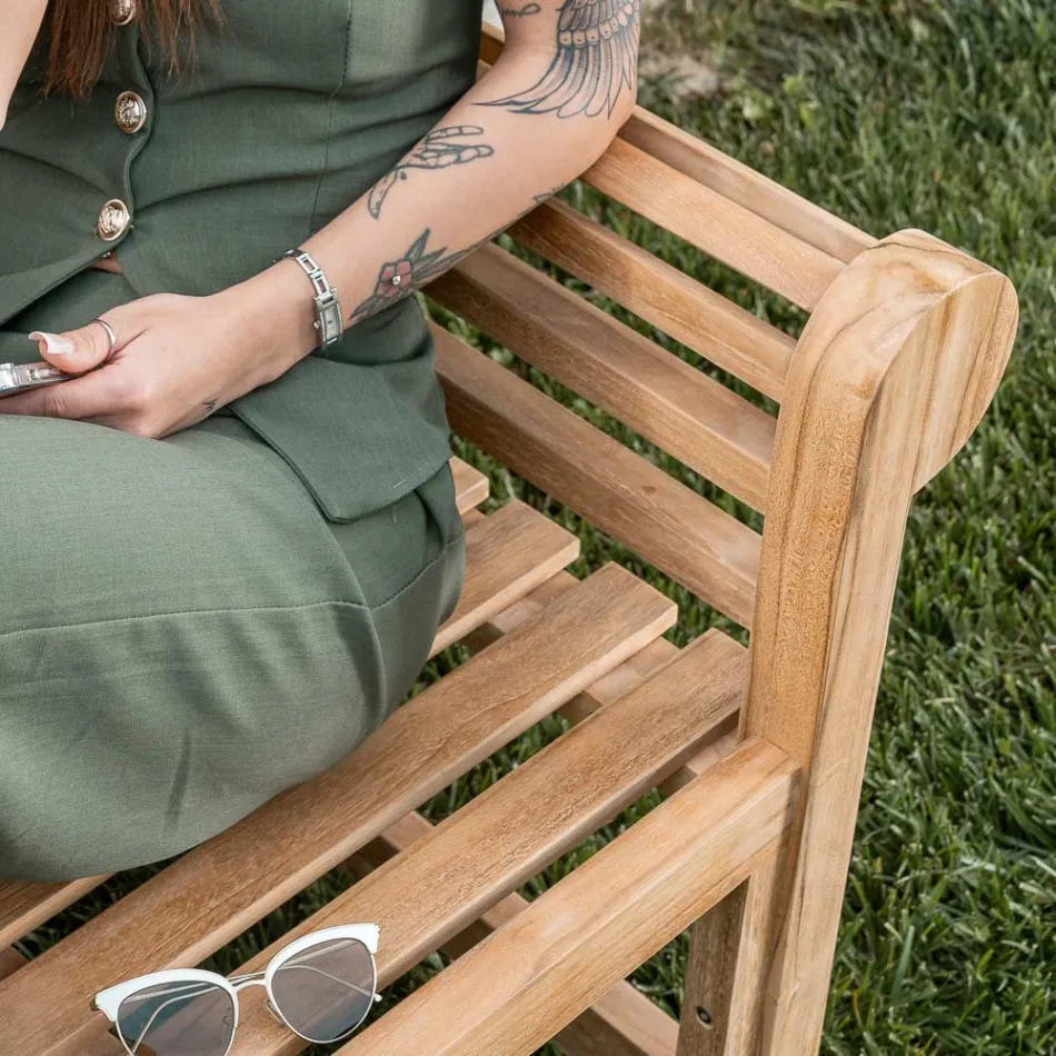 Outdoor Bench Made Entirely of Teak - Arrival Viadurini