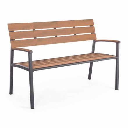 Garden Bench with Structure in Anthracite Aluminum, Homemotion - Isotta Viadurini