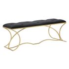 Iron Bench with Golden Finish with Seat Covered in Fabric - Symbol Viadurini