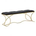 Golden Bench with Iron Structure and Seat Covered in Fabric - Symbol