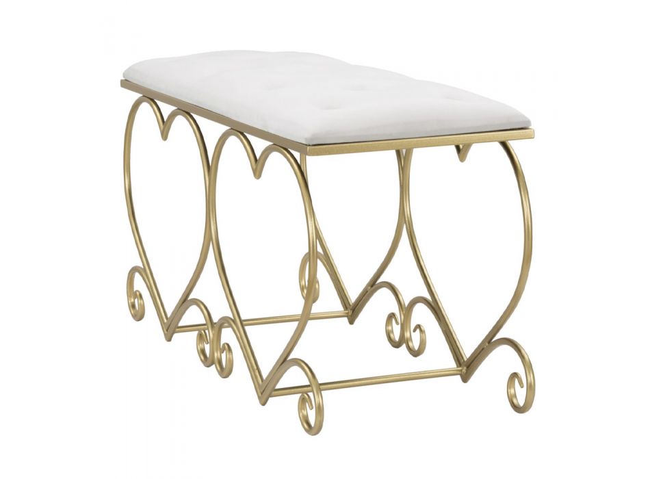 Bench in Gold Iron with Seat Padded and Covered in Fabric - Alchimia Viadurini