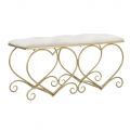 Gold Iron Bench with Padded Seat Covered in Fabric - Alchimia