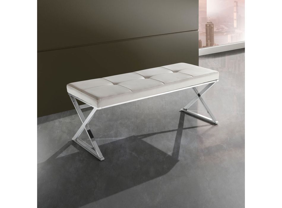 Bench in Synthetic Leather and Metal Structure - Argon Viadurini