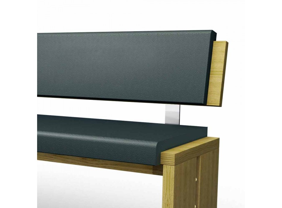 Modern design linear bench in gray oak and black eco-leather, Candy Viadurini