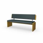 Modern design linear bench in gray oak and black eco-leather, Candy Viadurini