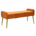 Modern Rust-colored Rectangular Bench in Fabric and Wood - Zack