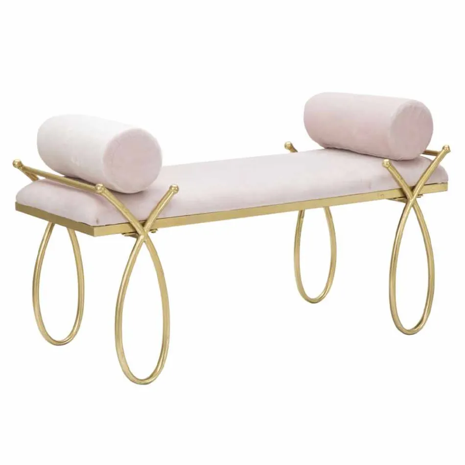 Modern Design Rectangular Bench in Iron, MDF and Fabric - Harding Viadurini