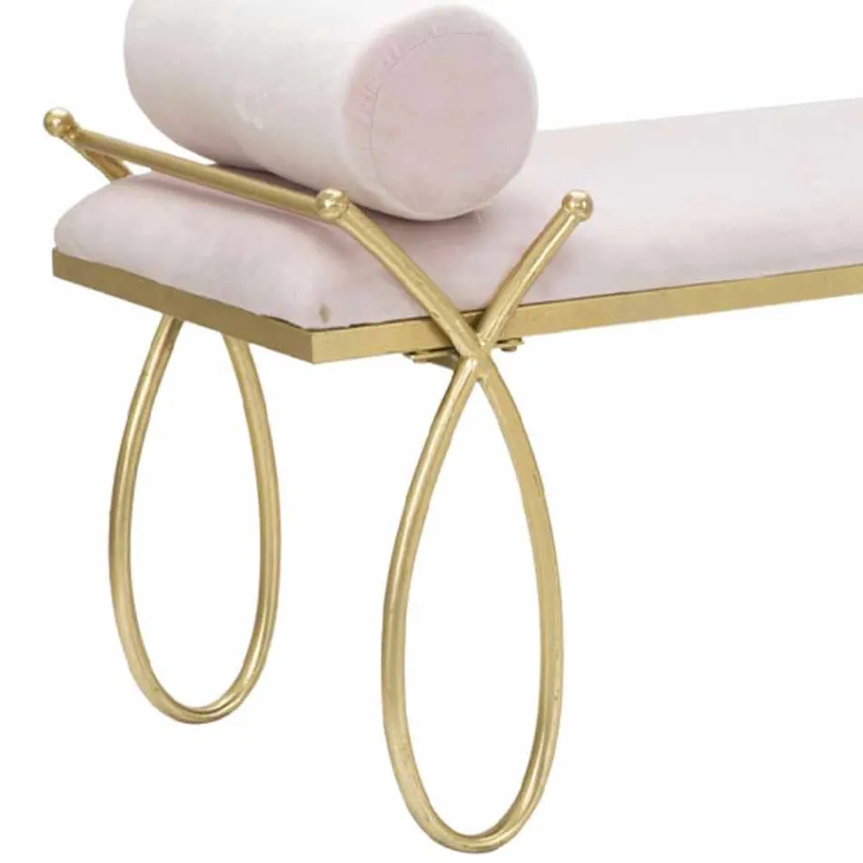 Modern Design Rectangular Bench in Iron, MDF and Fabric - Harding Viadurini