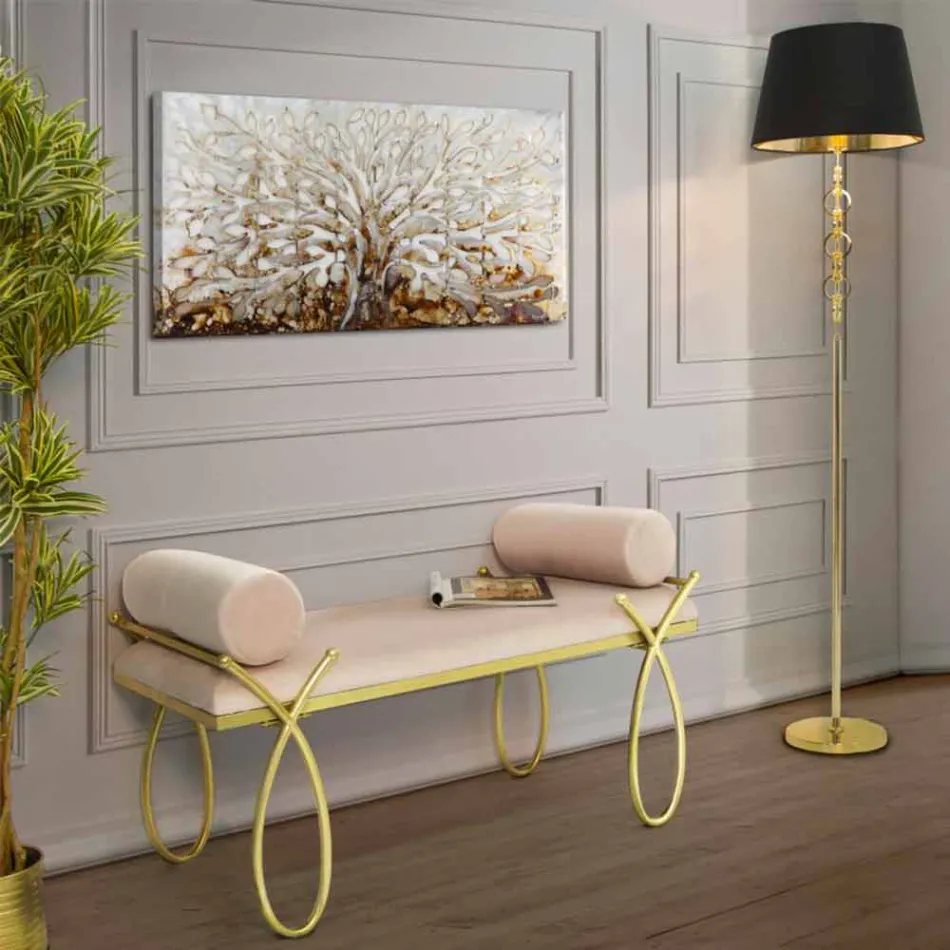 Modern Design Rectangular Bench in Iron, MDF and Fabric - Harding Viadurini