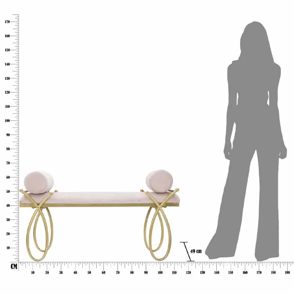 Modern Design Rectangular Bench in Iron, MDF and Fabric - Harding Viadurini