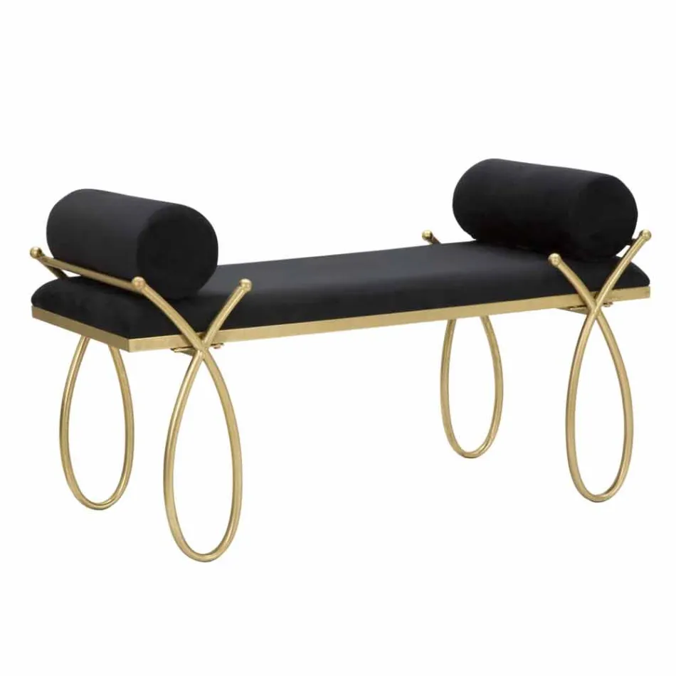 Modern Design Rectangular Bench in Iron, MDF and Fabric - Harding Viadurini