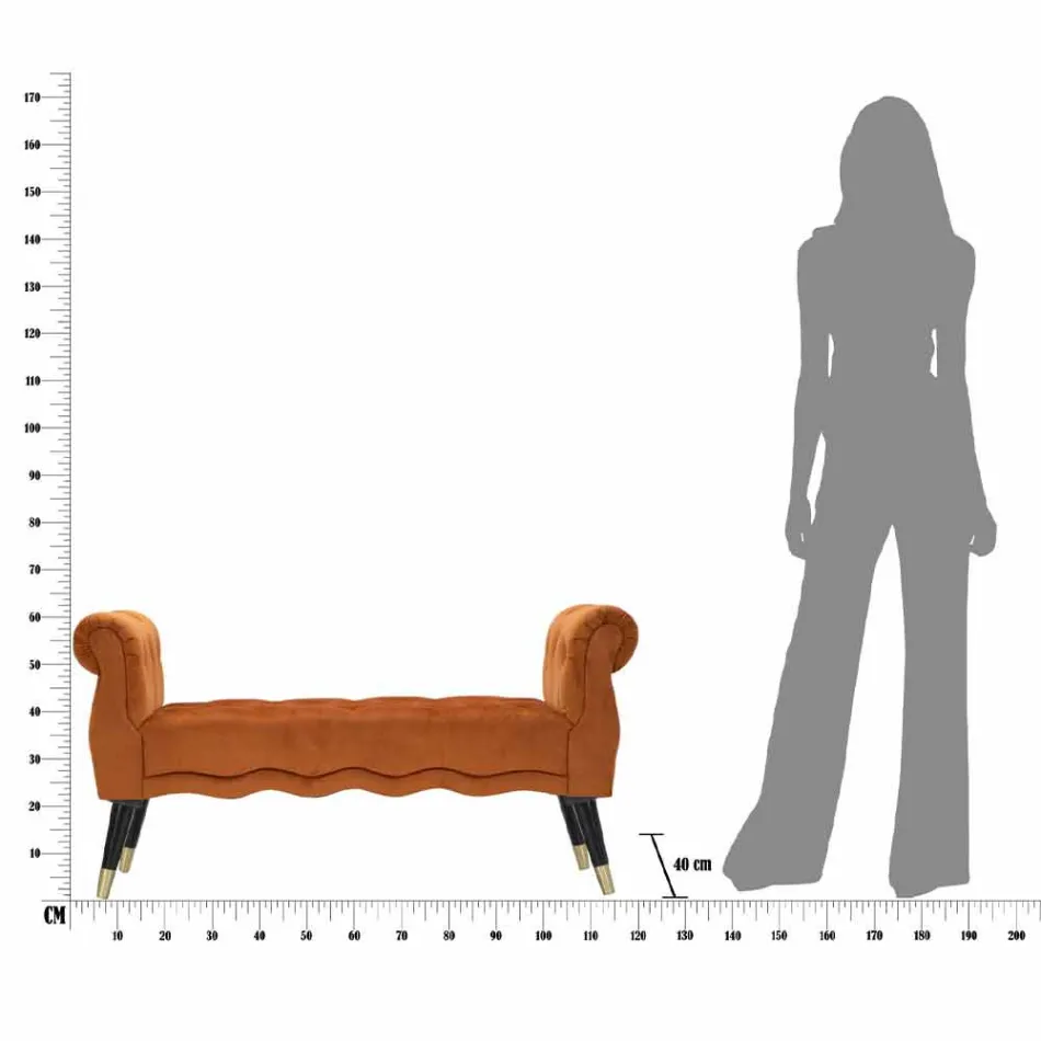 Modern Design Rectangular Bench in Wood and Fabric - Theodore Viadurini