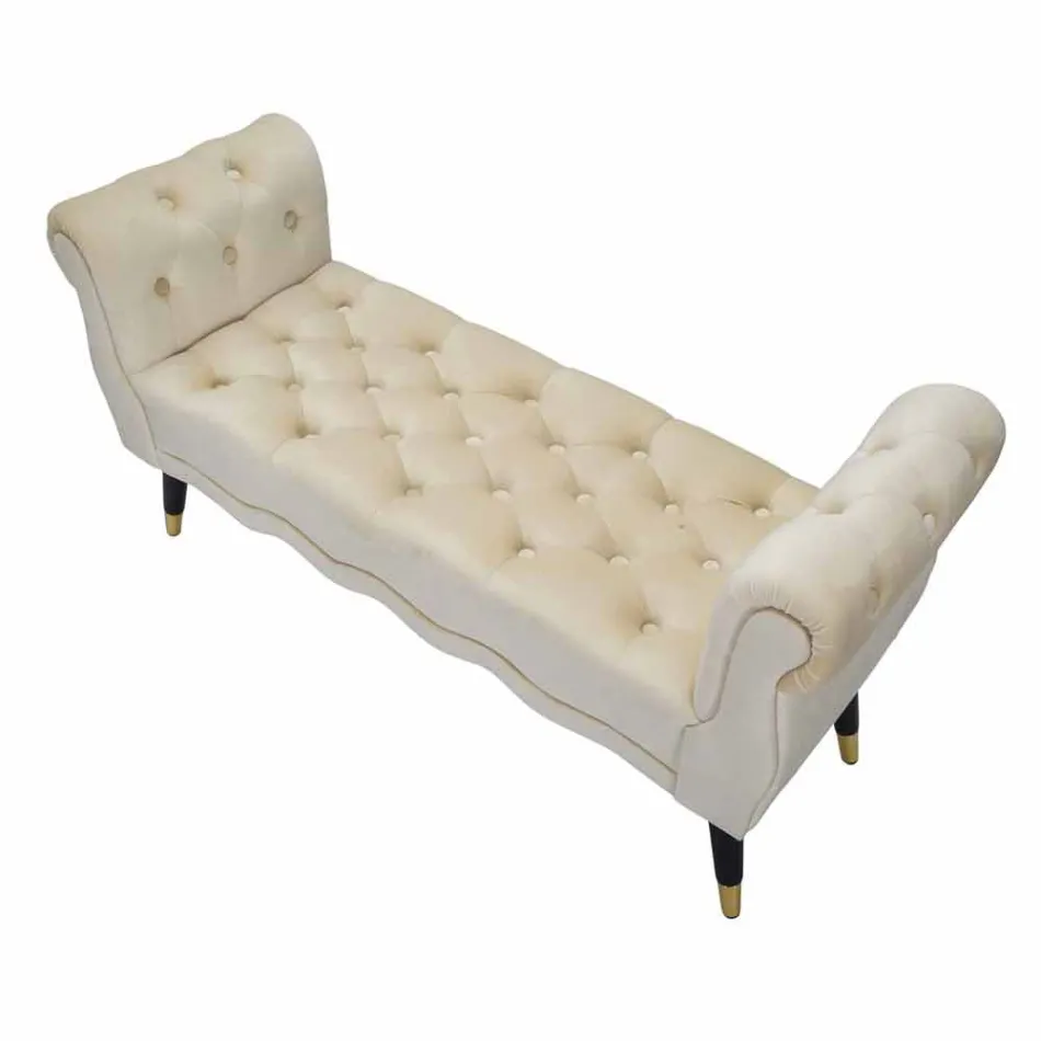 Modern Design Rectangular Bench in Wood and Fabric - Theodore Viadurini