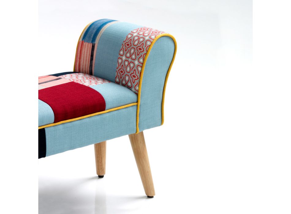 Bench Covered in Fabric with Patchwork Technique - Bromo Viadurini