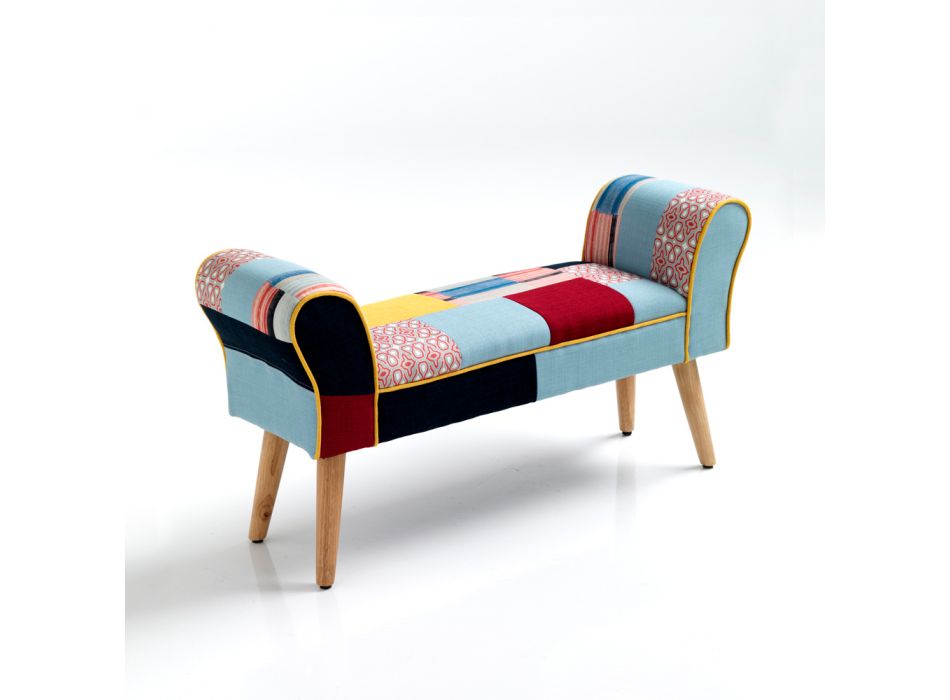 Bench Covered in Fabric with Patchwork Technique - Bromo Viadurini