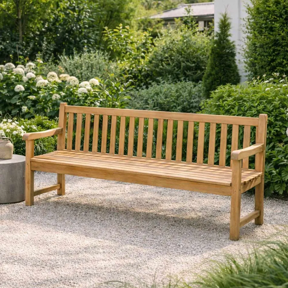 Garden Bench in Natural Teak of Various Sizes - Yggdrasil Viadurini