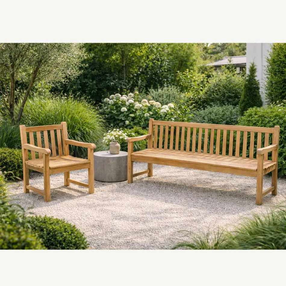 Garden Bench in Natural Teak of Various Sizes - Yggdrasil Viadurini