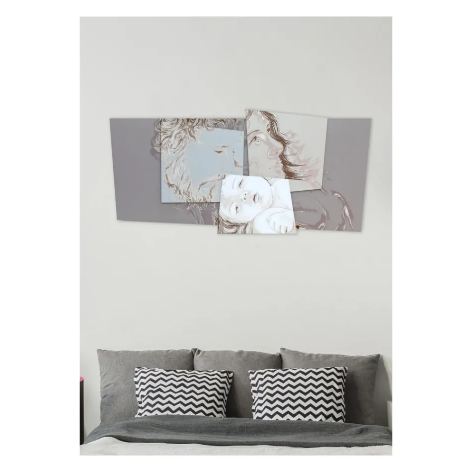 Panel with the Bethlehem Family Made in Laser Made in Italy - Paola Viadurini