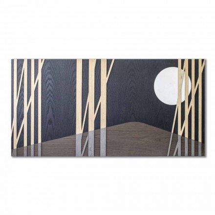 Decorative Panel 120x60 with Natural Wood Inlays and Bas-relief - Fuca Viadurini