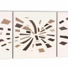 Decorative Wall Panel in Canvas with Wood Inserts Made in Italy - Beatris Viadurini