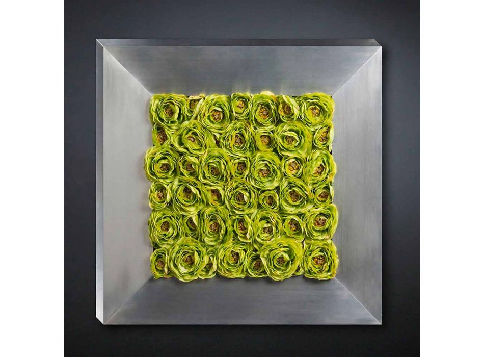 Decorative Wall Panel with Artificial Flowers Made in Italy - Nunco Viadurini