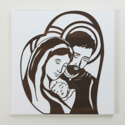 Panel Made with Laser Engraving Depicting St. Joseph and the Family - Hina Viadurini