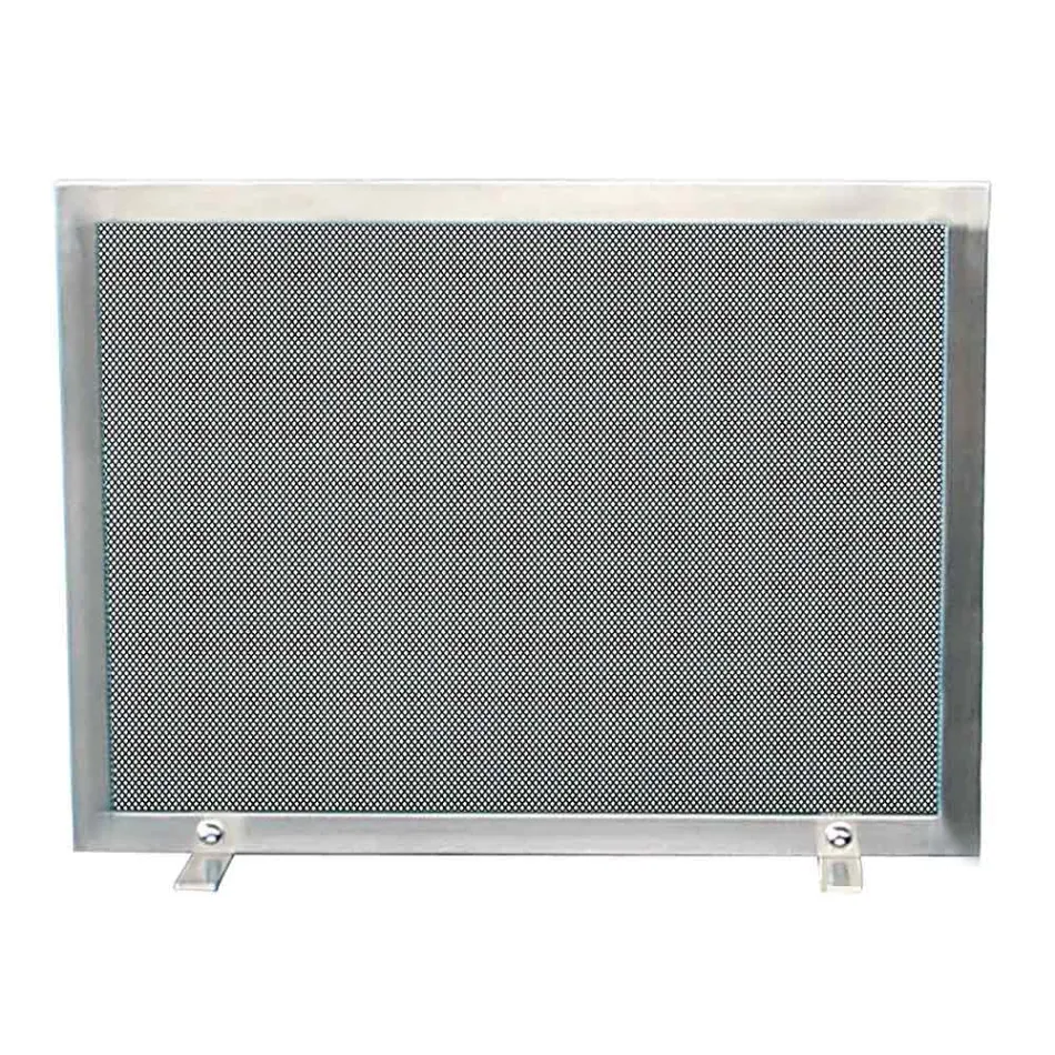 Spark Arrestor with Black Mesh and Rectangular Steel Made in Italy - Stone Viadurini