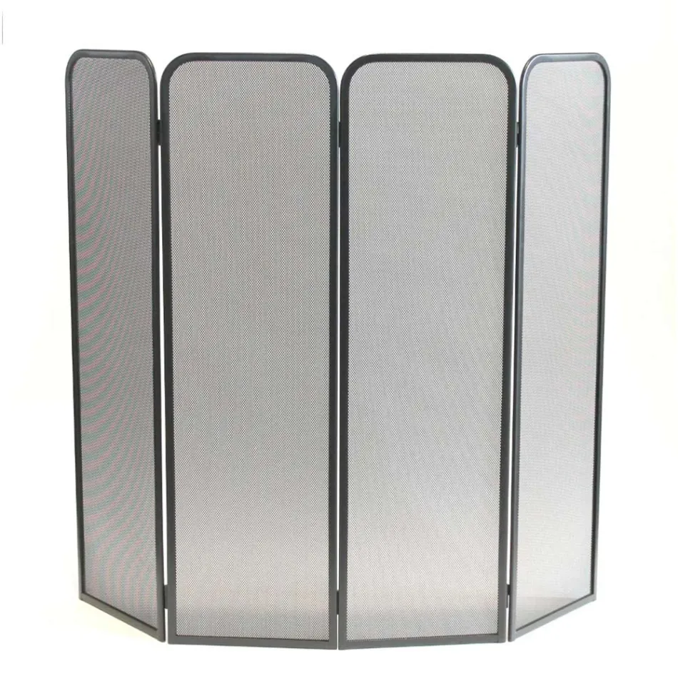 Stove guard with 4 doors in black painted steel Made in Italy - Kiwi Viadurini