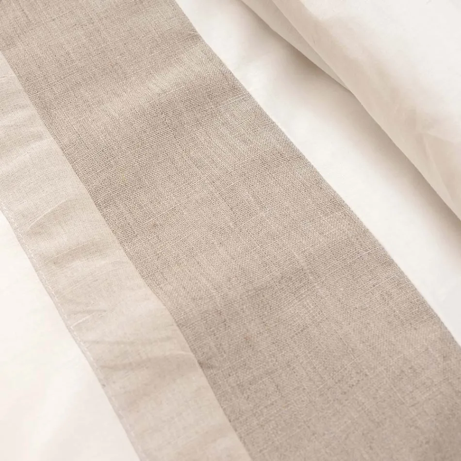 Duvet Cover Set in 90% Cotton and 10% Linen with 1 Pillow Case Made in Italy - Nestle Viadurini