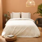 Duvet Cover Set in 90% Cotton and 10% Linen with 2 Pillow Cases Made in Italy - Nestle Viadurini