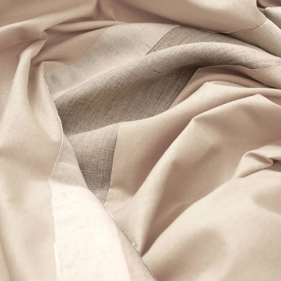 Double Duvet Cover Set in 90% Cotton and 10% Linen Made in Italy - Nestle Viadurini