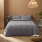 Double Duvet Cover Set in Pure Garment-Dyed Cotton with 2 Pillow Cases - Delicacy Viadurini