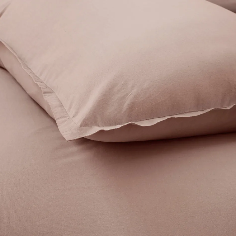 Double Duvet Cover Set in Pure Garment-Dyed Cotton with 2 Pillow Cases - Delicacy Viadurini