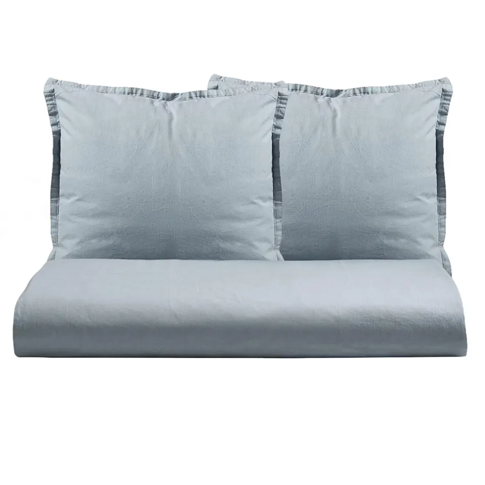 Double Duvet Cover Set in Pure Garment-Dyed Cotton with 2 Pillow Cases - Delicacy Viadurini