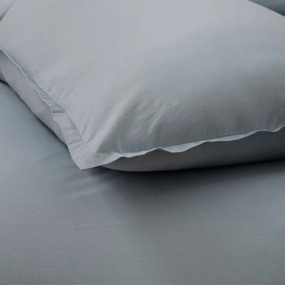 Single Duvet Cover Set in Pure Garment-Dyed Cotton with 1 Pillowcase - Delicacy Viadurini
