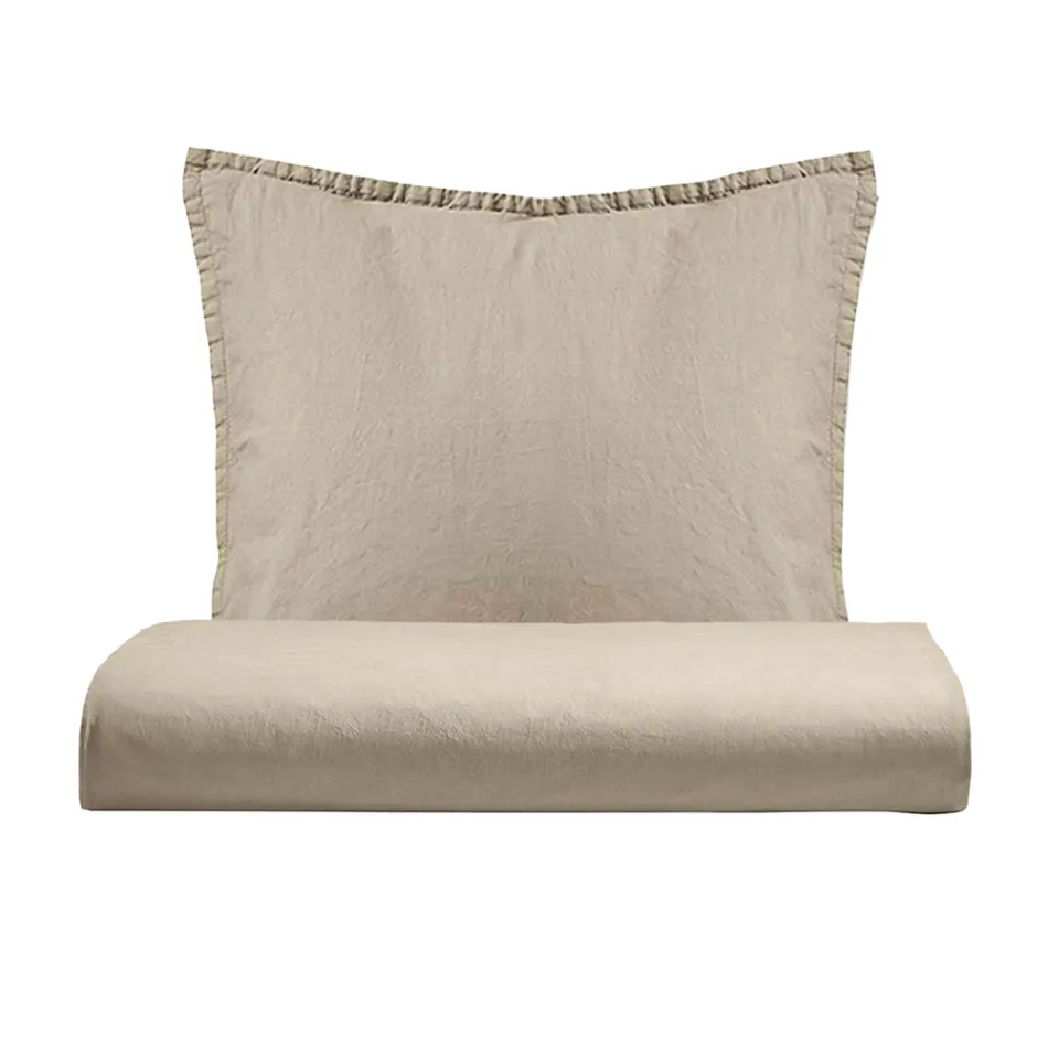 Single Duvet Cover Set in Pure Garment-Dyed Cotton with 1 Pillowcase - Delicacy Viadurini