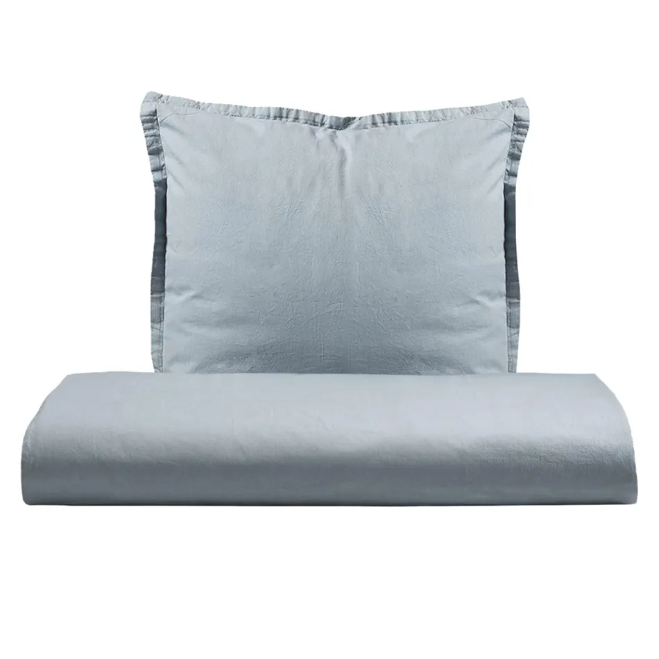 Single Duvet Cover Set in Pure Garment-Dyed Cotton with 1 Pillowcase - Delicacy Viadurini