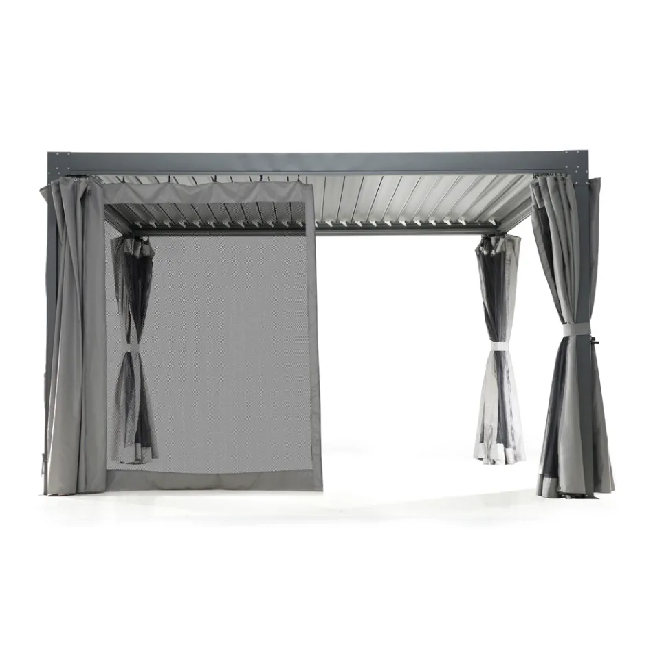 Pegola 3x4 mt in Anthracite Painted Aluminum with Crank - Levante Viadurini